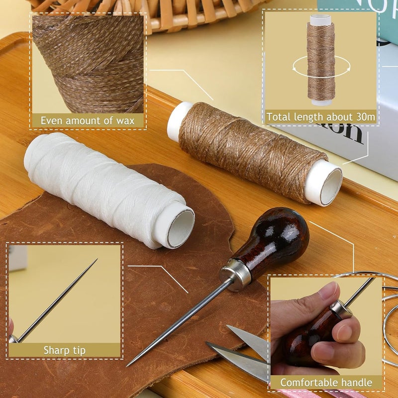 JUPEAN Book Binding Kits 24 Pcs Bookbinding kit Bookbinding Supplies with Bone Folders Tool Binding Ribbon Waxed Thread for Beginners - Image 4